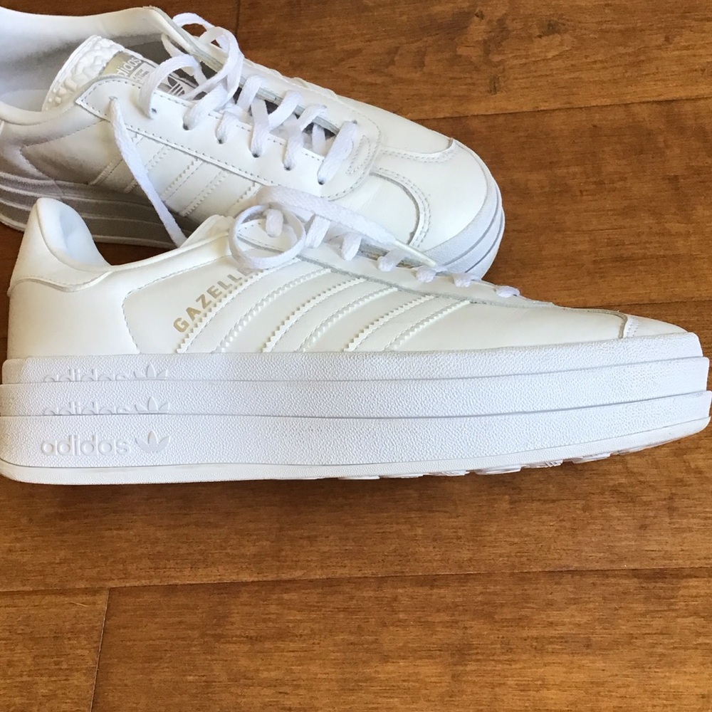 Women adidas White Platform Gazelle Sneakers - Picture 4 of 5